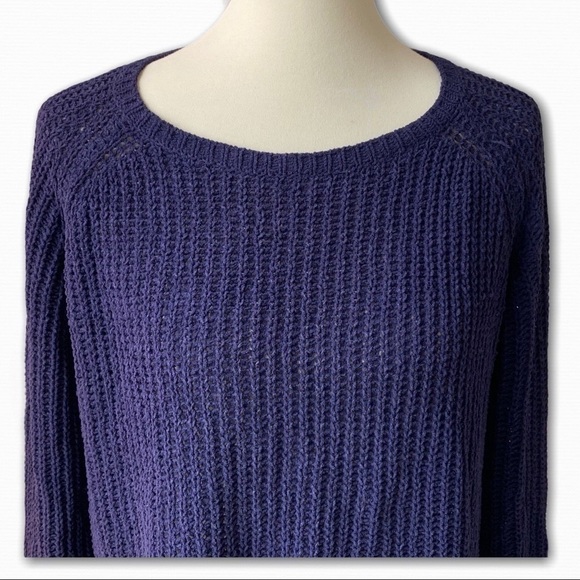 BB Dakota Navy Blue Lowman Rib Knit Lightweight Crewneck Sweater Size Small - Picture 5 of 9